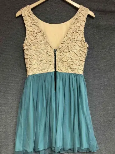 Jodi Kristopher Cream Lace Bodice Flared Cocktail/ Prom Dress Size 7