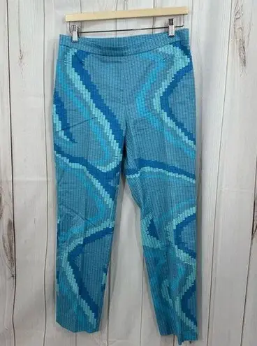 Akris Punto Women’s 8 Blue Wave Pants Patterned Pull On