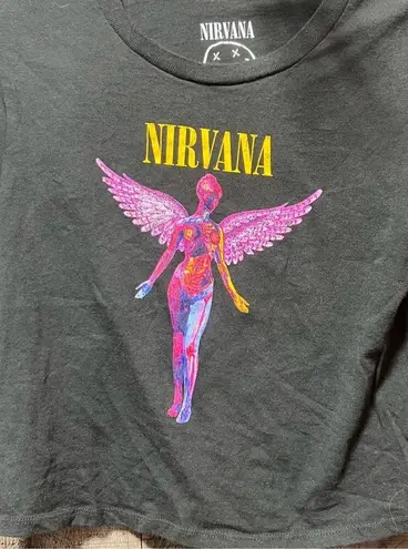 Nirvana Black Graphic Crop Band Tee Juniors