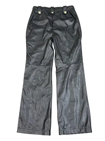 Derek Lam 10 Crosby x RTR Flare Faux Leather Sailor Pant in Black, Size US 8 Black