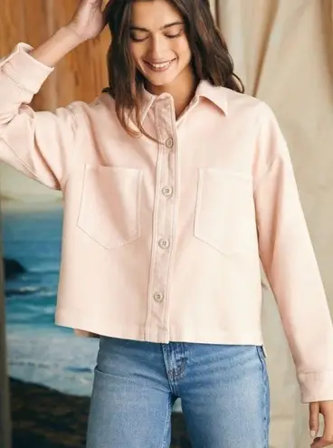 Faherty Stretch Terry Overshirt Peach Whip