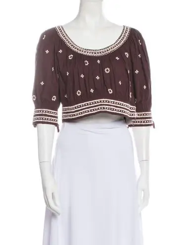 Ulla Johnson RARE Hand Beaded Zola Crop Top Chocolate Color Size 6 NEW
