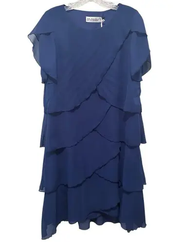 JJ's House JJ’s House Ruffle Scoop A-line Chiffon Asymmetrical Midi Dress Small NWT