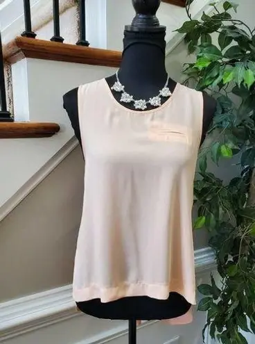 B Jewel  Women's Solid Peach 100% Polyester Scoop Neck Sleeveless Top Size Medium