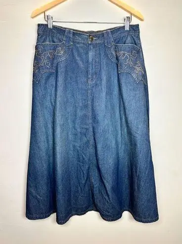 Ralph Lauren Lauren Jeans Co.  Women's Size 10 Blue Denim Skirt Embroidered EUC