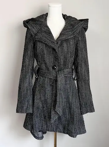 Steve Madden Once Upon a Time Black and White Tweed Pea Coat Jacket Size S