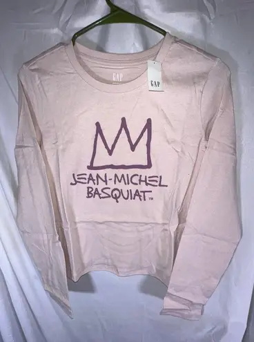 Gap  X Jean-Michel Basquiat Graphic Long Sleeve T-Shirt, Rose Pink, NWT, Size S