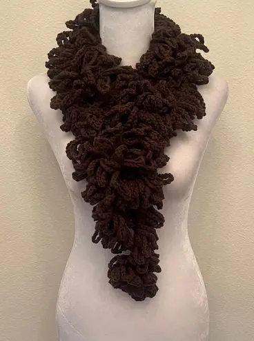 NWT Angela’s Designs hand crocheted one of a kind chocolate brown 74” boa scarf
