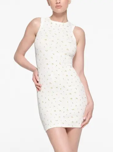 SKIMS NWOT Cotton Rib Tank Dress in Marigold Rosebud Print, Size Large