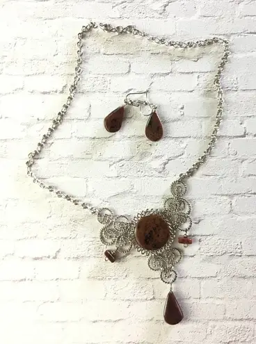 Handmade Peruvian Stone Necklace & Earring Set