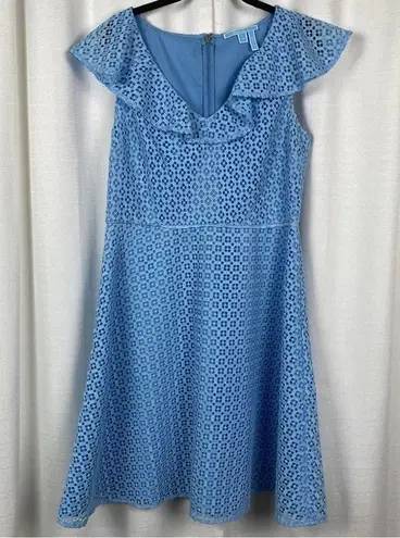 Draper James  Light Blue Lattice Lace A Line Dress Sz.12