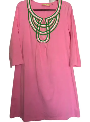 Lilly and Van Woman's Medium Lime Bubblegum Pink 3/4 Sleeve Tunic Dress Summer