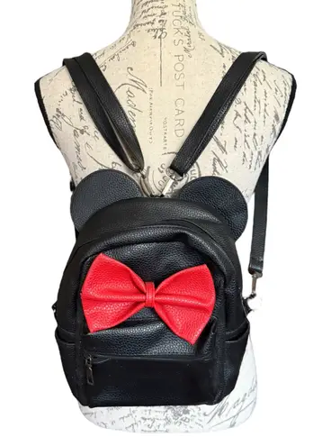 Black Faux Leather Mouse Ears Small Backpack