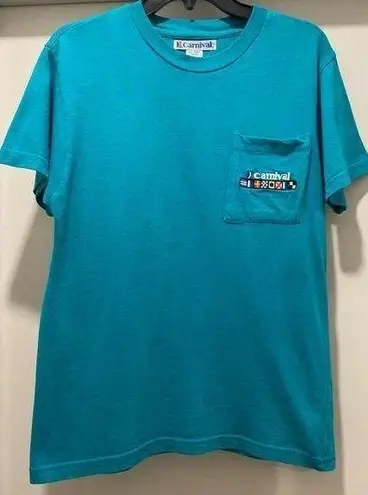 VTG Carnival Teal Blue Turquoise Short Sleeve Crew Neck T