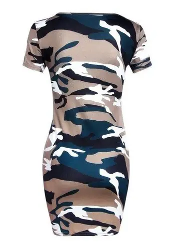 Women Printed Elegant O-Neck Mini Dress