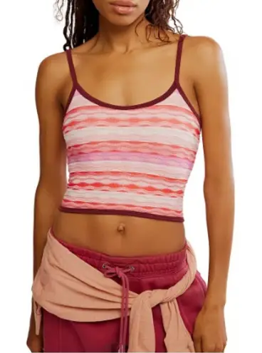 NWT Free People FP Movement Women's Sunset Cami, Flame Combo Pink | Medium