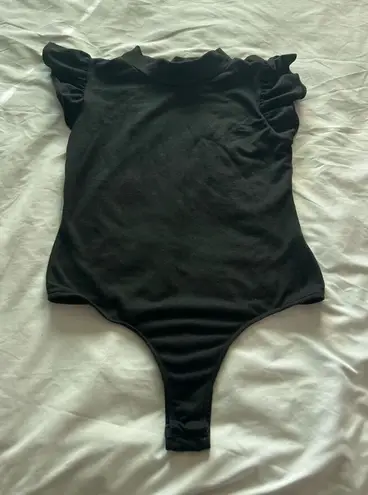 Mikey & Joey Black Ruffle Sleeve Bodysuit Woman’s Size Large