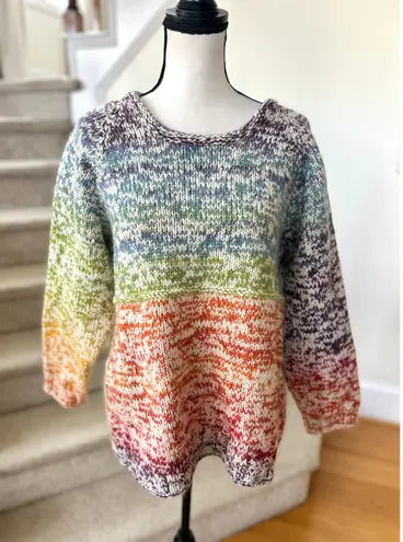 Handmade Vintage Rainbow Multicolor Knit Crewneck Sweater