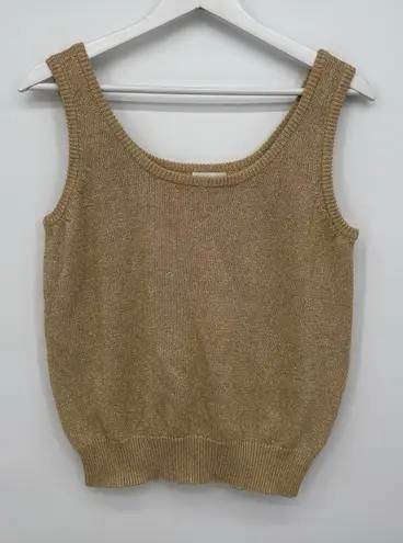 Knights Ltd Vintage Gold Shimmer Sweater Tank Top Cotton Blend Party Small