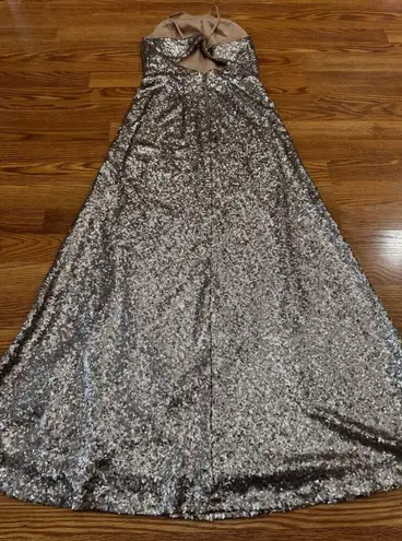 Marchesa Notte prom gold sequin