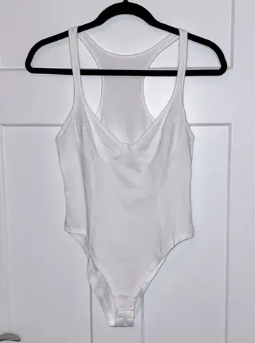 Allegra K NEW White Tummy Control Racerback Bodysuit