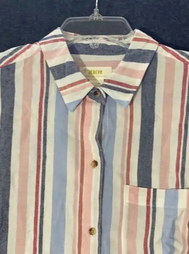 Anthropologie Maeve Womens Medium Chatham Striped Button Down Long Sleeve Pocket Blue