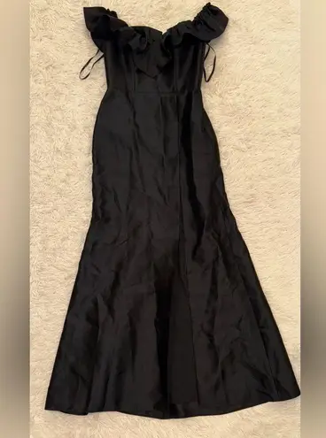 Alfred Sung NEW Off the Shoulder Ruffle Satin Black Trumpet Gown Sz 6