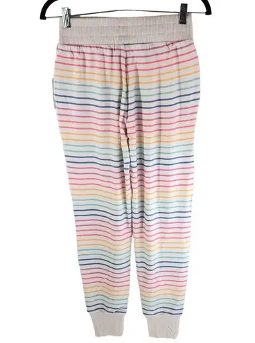 P.J. Salvage Womens Button Up Babe Banded Pants Joggers Striped Colorful XS