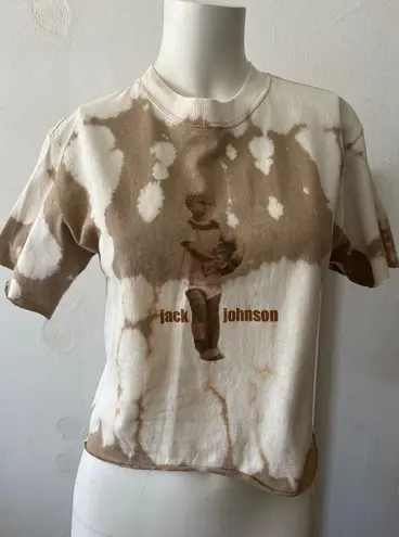 Jack Johnson Brown white tie dye wide crew neck cropped short sleeve tshirt Size undefined