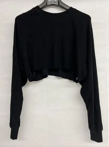 NEW NWT NIA Raglan Hacci Crop Top Super Soft Stretchy Ribbed Black Sz XS X