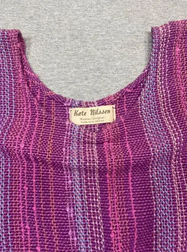 Women's Kate Nilsen Purple Pink Striped Vest Size M Boho hand crafted Size M
