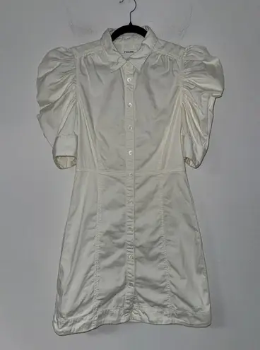 Frame Gillian Puff Sleeve Mini Dress S Ecru