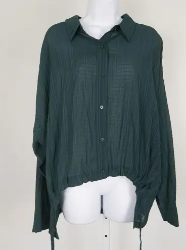 Calvin Klein  Women's Green Tie Hem Button Down Shirt XL