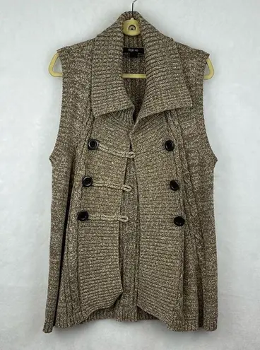 Style & Co . Womens Tan Brown Collared Sleeveless Vest Sweater Size Large