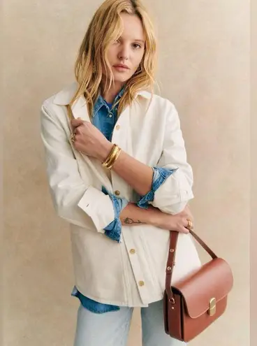 Sézane Sezane Will Denim Button Up Jacket Off White XL
