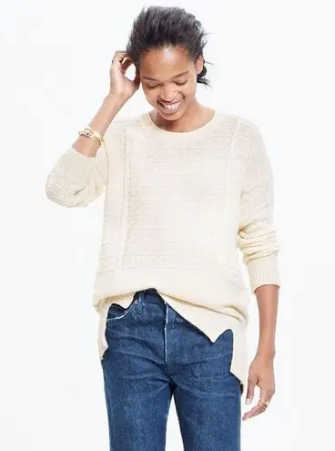 Madewell  Texture-‎ Play Pullover Sweater Ivory Wht