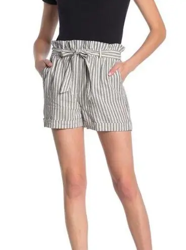 Frame  Striped Linen Blend Paperbag Shorts - size Small