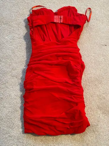 Rare London Bodycon Strapless Red Dress