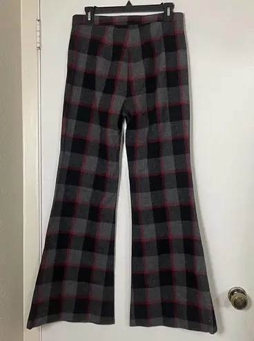Just Cavalli Gray Plaid Wool blend High waist Flare leg Knit pants size 44