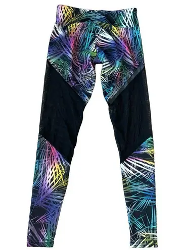 Onzie Palm Print Sheer Panel Leggings Size S/M