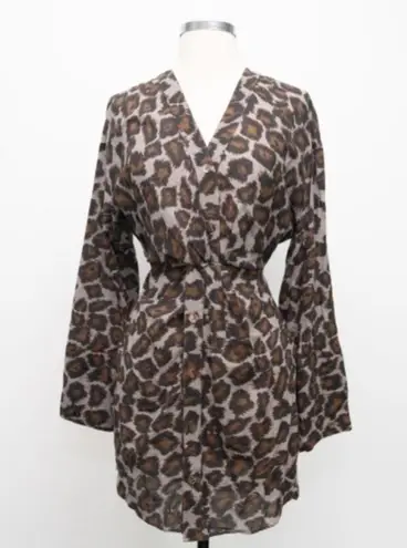 Nanushka. Johanna Leopard Print Twist Mini Dress Brown Size XS