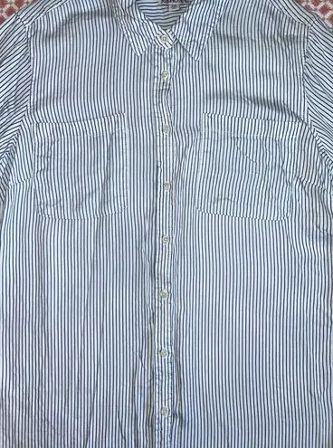 Merona blue white striped long sleeve button up flannel shirt women’s size XXL