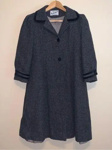 Grey Wool Coat Trench Long Jacket Vintage Winter Preppy Gray