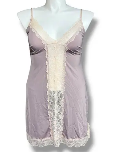 Marilyn Monroe Womens Lingerie Nightgown Chemise Slip Sheer Lace Purple Cream XL