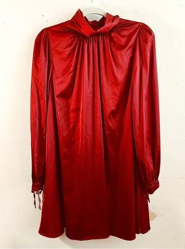 Badgley Mischka Belle Dress Wine Red Gigi Mock Neck Long Sleeve Trapeze Sz 2 NWT