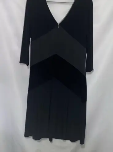 LAUREN RALPH LAUREN WO SIZE 14 Elegant Black Dress. LINED BACK ZIP VELVET INSETS