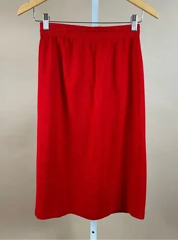 Vintage C. D. Petites Size Small Vibrant Red Midi Pencil Skirt Bold Costume