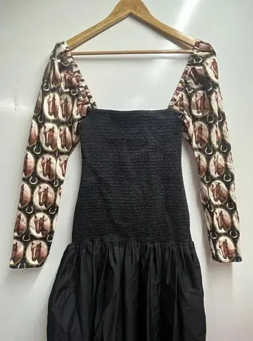 Autumn Adeigbo NEVADA DRESS New Size 4 Women’s Long Sleeve MIDI Horses Western Black