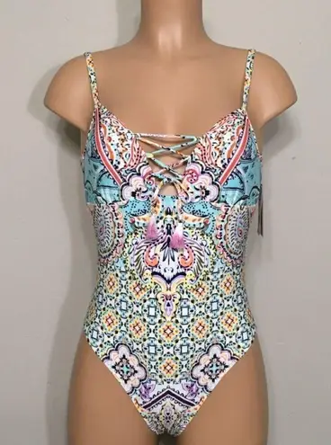 Reaction Kenneth Cole Kenneth Cole lace-up tile swimsuit. NWT