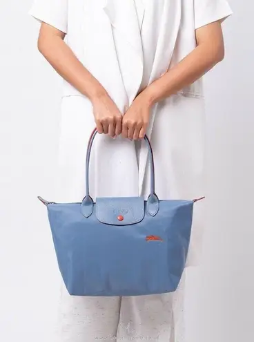 Longchamp Le Pliage Club Medium Nylon Tote Shoulder Bag Color Blue Mist New